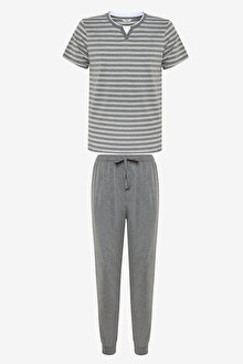 Grey Stripe Çok Renkli Pantolon Pijama Takımı