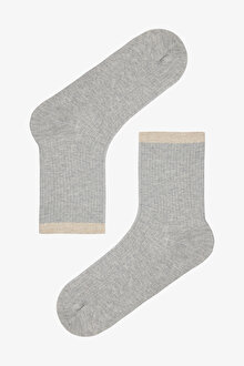 Ribbed 5li Gri Çok Renkli Soket Çorap_1