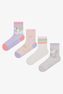 Kız Çocuk Color Unicorn 4lü Soket Çorap