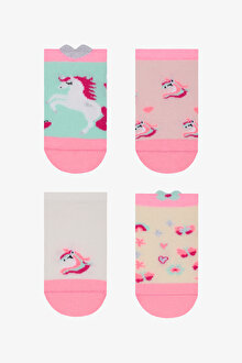 Kız Çocuk Unicorn Heart 4lü Çok Renkli Patik Çorap