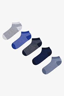 Erkek Stripe 5li Çok Renkli Patik Çorap