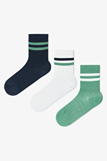 Erkek Çocuk Greeny Çizgili 3'lü Soket Çorap PHIQW4HY25SK-MIX - Çok Renkli - Penti