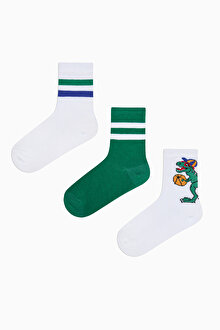 Erkek Çocuk Basket Dino 3lü Soket Çorap