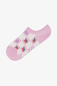 3 Çift Pamuklu Dama Çiçek Desenli Sneaker Çorap_1