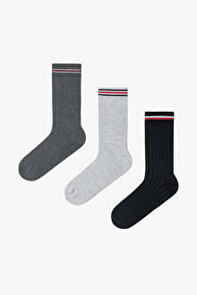 Çok Renkli Erkek Grey Line Çizgili 3'lü Soket Çorap PHKPSSD825SK-MIX - Çok Renkli - Penti