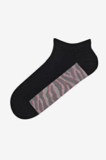 Leopard Mix 4lü Siyah Burun Dikişsiz Patik Çorap_1
