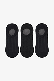 3 Çift Pamuklu Kendiden Desenli Sneaker Çorap PHLNUC1I25SK-S60 - Siyah - Penti