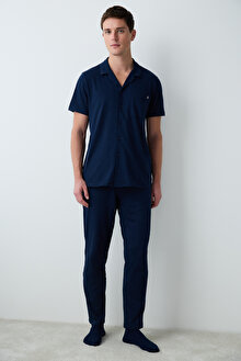 Navy Cepli Gömlekli Pijama Takımı