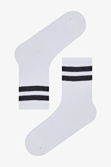 Erkek Çocuk Lines 3lü Tenis Beyaz Soket Çorap_1