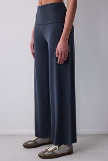 Foldable Waist Wide Leg Pantolon