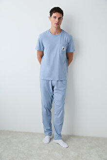 Bird Mavi Pantolon Pijama Takımı