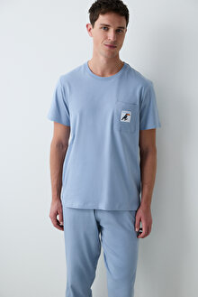 Bird Mavi Pantolon Pijama Takımı_1