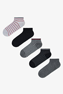 Erkek Grey Line Çizgili 5'li Patik Çorap PHP5S36625SK-MIX - Çok Renkli - Penti
