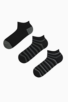 Erkek Stripe 3lü Çok Renkli Patik Çorap