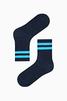 Erkek Çocuk Double Stripe Lacivert 4lü Soket Çorap_1