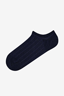 3 Çift Pamuklu Kendinden Desenli Burun Dikişsiz Sneaker Çorap_1