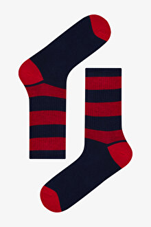 Erkek Lacivert Stripe 3lü Soket Çorap_1