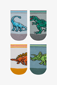 Erkek Çocuk Big Dino Çok Renkli 4lü Patik Çorap