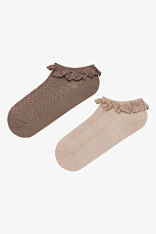 Kız Çocuk Sweet Lace Çok Renkli  2li Patik Çorap