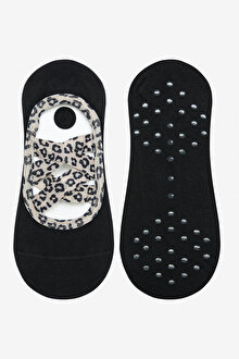 Leopard Cross Siyah Babet Çorabı