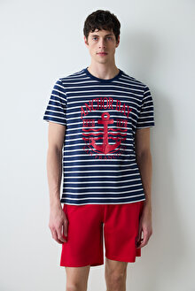 Stripe Anchor Çok Renkli Şortlu Pijama Takımı_1