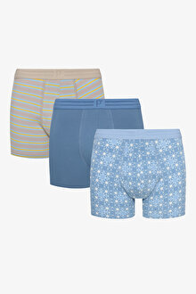 Blue Design Çok Renkli 3lü Boxer