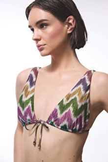 Celine Deep V Zigzag Bikini Üstü