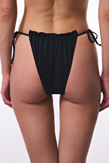 Siyah Super Frill Bağlamalı Düşük Bel Bikini Altı_1