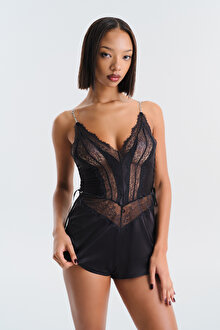 Candy Teddy Siyah Bodysuit - Privee Koleksiyonu