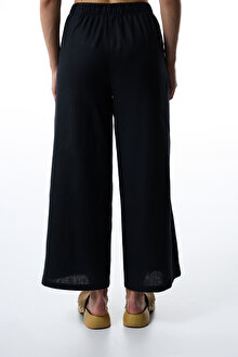 Siyah Luna Keten Pantolon_1