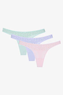 Soft Harmony Pamuklu Lace Detailed Çok Renkli 3lü Tanga Külot