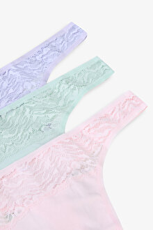 Soft Harmony Pamuklu Lace Detailed Çok Renkli 3lü Tanga Külot_1