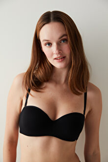Siyah Angelina Straplez Balenli Push Up Sütyen PL3299YL22SK-BK3 - Siyah - Penti
