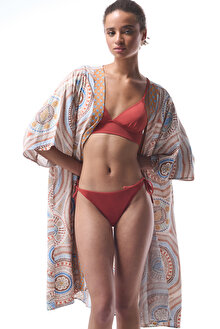 Della Etnik Desen V Yaka Maxi Kimono