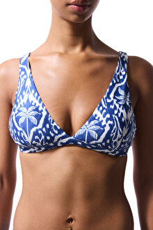 Yaprak Desenli Island Deep V Bikini Üstü