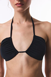 Siyah Reverse V Üçgen Bikini Üstü