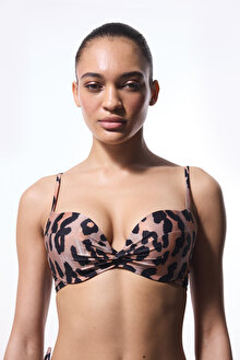 Clove Lol Up Leopar Desenli Push Up Balenli Bralet Bikini Üstü