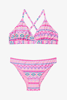Genç Kız Texas Etnik Desen Üçgen Bikini Takımı