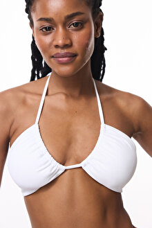 Beyaz Reverse V Kesim Çıkarılabilir Kaplı Bikini Üstü_1