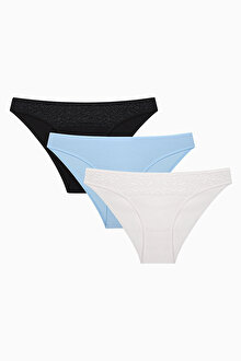 Soft Pastel Tones Dantel Detaylı Pamuklu 3lü Slip Külot