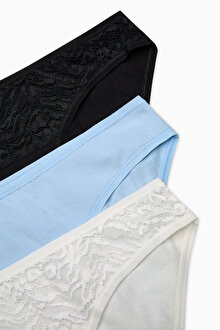Soft Pastel Tones Dantel Detaylı Pamuklu 3lü Slip Külot_1