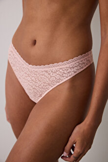 Açık Gül Kurusu Easy Lace V Kesim Düşük Bel Tanga Külot PL757WB325SK-RS15 - A.GUL KURUSU - Penti
