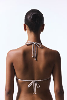 Taş Rengi Boncuklu Alice Üçgen Bikini Üstü_1