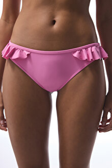 Pembe Begonia Fırfırlı Bikini Altı