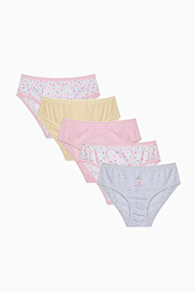 Kız Çocuk Sweet Heart Çok Renkli 5li Slip Külot