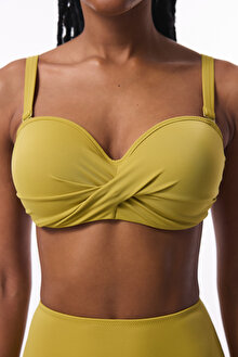 Yağ Yeşili Beauty Toparlayıcı Balenli Balconette Bikini Üstü
