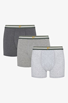 Basic Gray Çok Renkli 3lü Boxer Külot