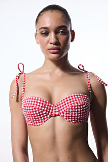 Texas Red Pötikare Balenli Balconette Bikini Üstü
