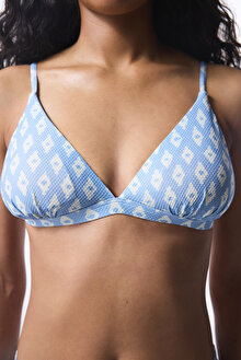 Geometrik Desenli Parlak  Üçgen Bikini Üstü PL8DX79325IY-MIX - Çok Renkli - Penti