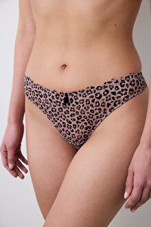 Leopard Açık Kahverengi Tanga Külot
